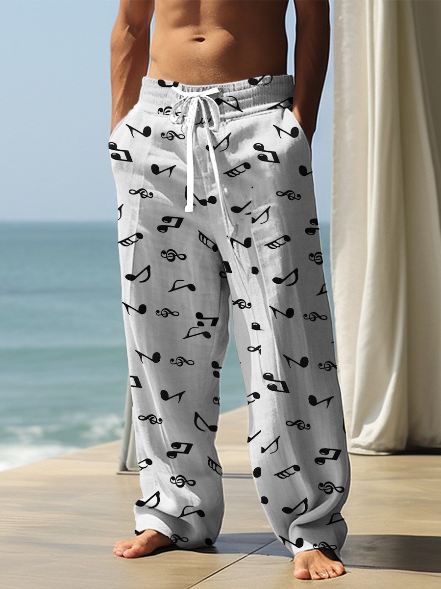 Autumn Men's Health Cloth Straight-leg Pants 3D Digital Vintage Print Ethnic Style Baggy Pant  (Available)
