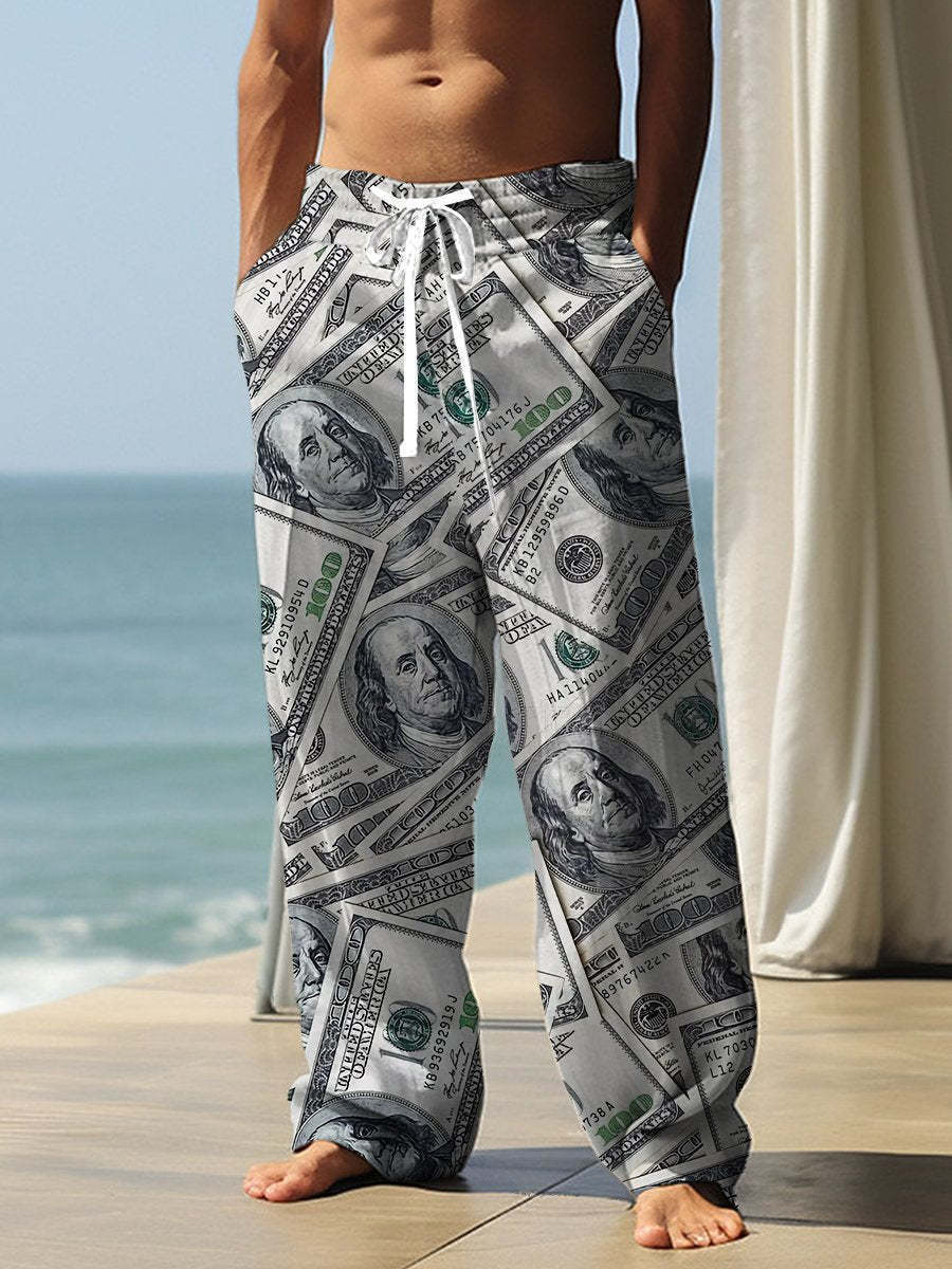 Autumn Men's Health Cloth Straight-leg Pants 3D Digital Vintage Print Ethnic Style Baggy Pant  (Available)