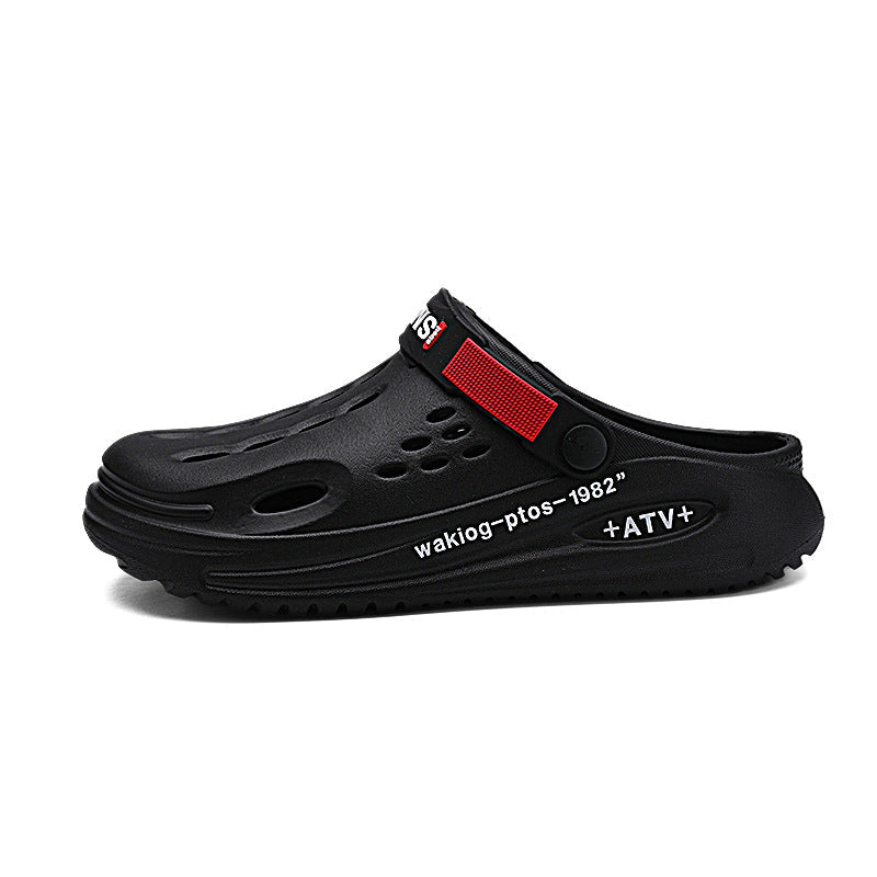 Summer Thick Bottom Shit Feeling Plus Size Closed-toe Slippers Men