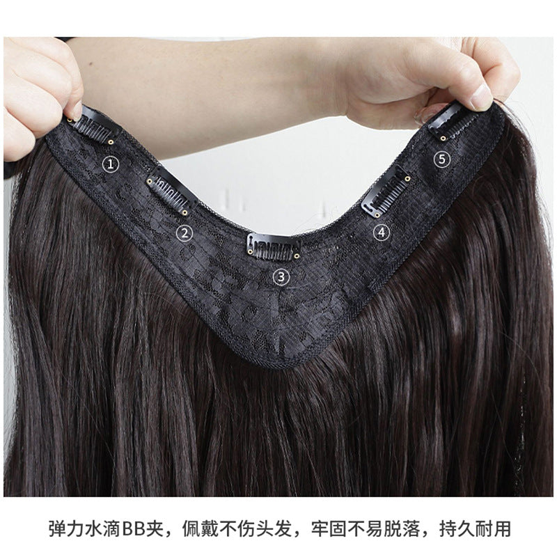 Wig piece one-piece big wave U-shaped curly hair natural fluffy hair volume wig female long hair seamless  (Available)
