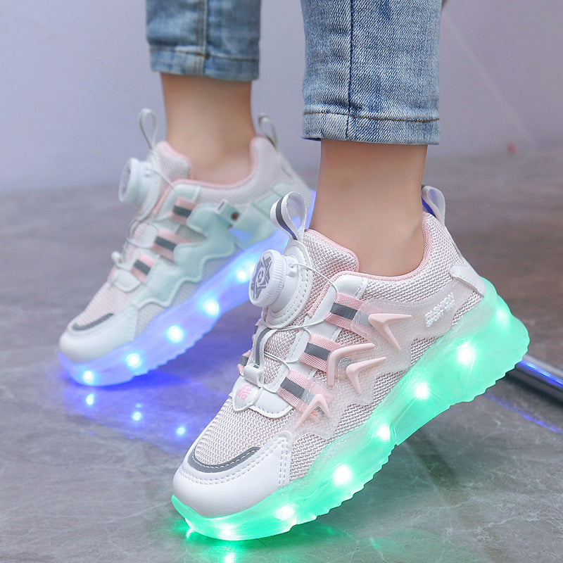 Rotating Button Charging Colorful Light Shoes Sports Light Up Shoes (Available)