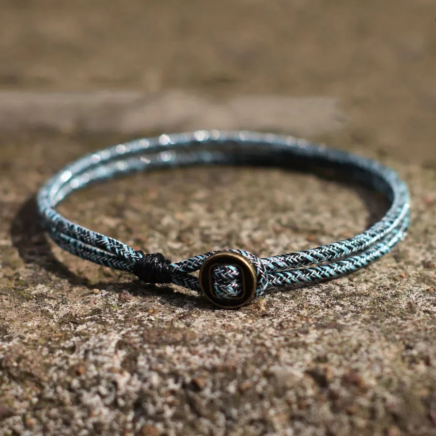 Novel Mens Bracelet With String Handmade Duoble Cord Braslet Easy Hook Wrap Braclet Husband Boyfriend Gift Pulsera Hombre Joias