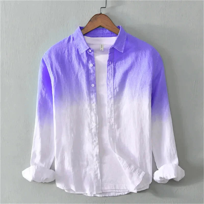 Men's shirts long sleeve shirts fashion design casual linen shirts gradient large size design high quality men's tops XS-6XL