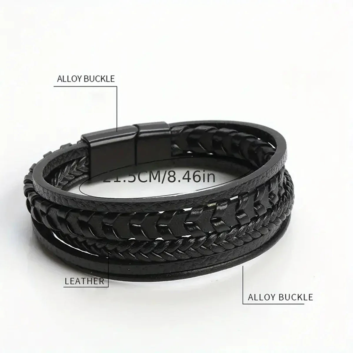 1pc Fashion Accessories MEN'S Multi-layered Vintage Leather Rope Braided Bracelet Alloy Magnetic Buckle Bracelet (Available)