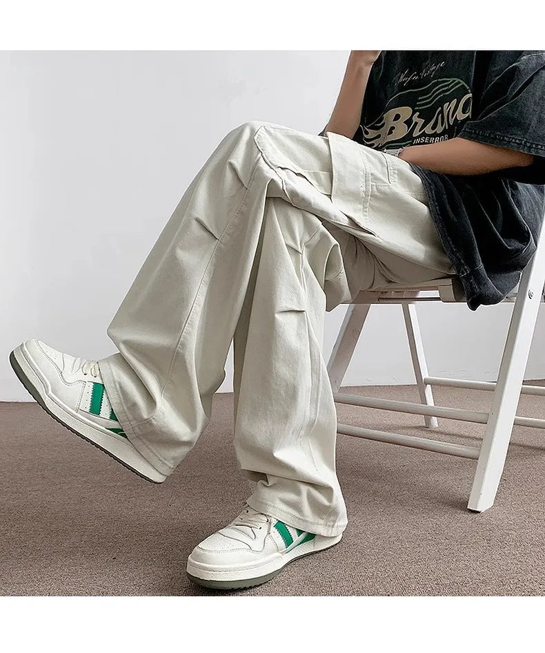 Pants Men's Trendy American Paratrooper Overalls Men's Summer Casual Handsome Outdoor Loose Straight