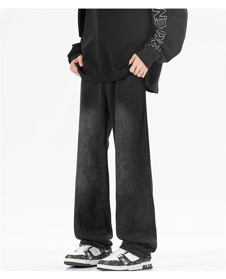 Men's Jeans Summer Thin Style Trendy Fashion 2025 New Boys Casual Versatile Loose Straight Wide-Leg Pants Men's