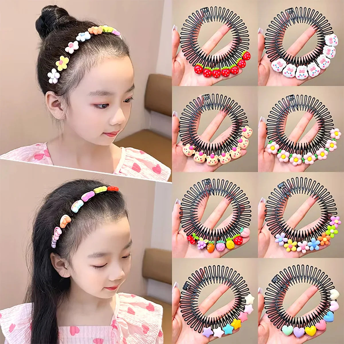 Professional Kids Anti-Frizz Hair Finishing Comb Invisible Circular Headbands for Flyaway Control Girls Cute Hair Jewelry Fixer