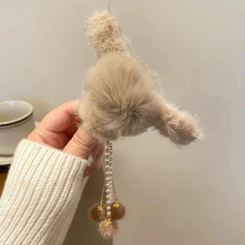 Hair Claw Headwear Women Fashion Faux Fur Hair Clip Acrylic Large Hair Claw Korea For Girl Winter Crab Barrette Hair Accessories