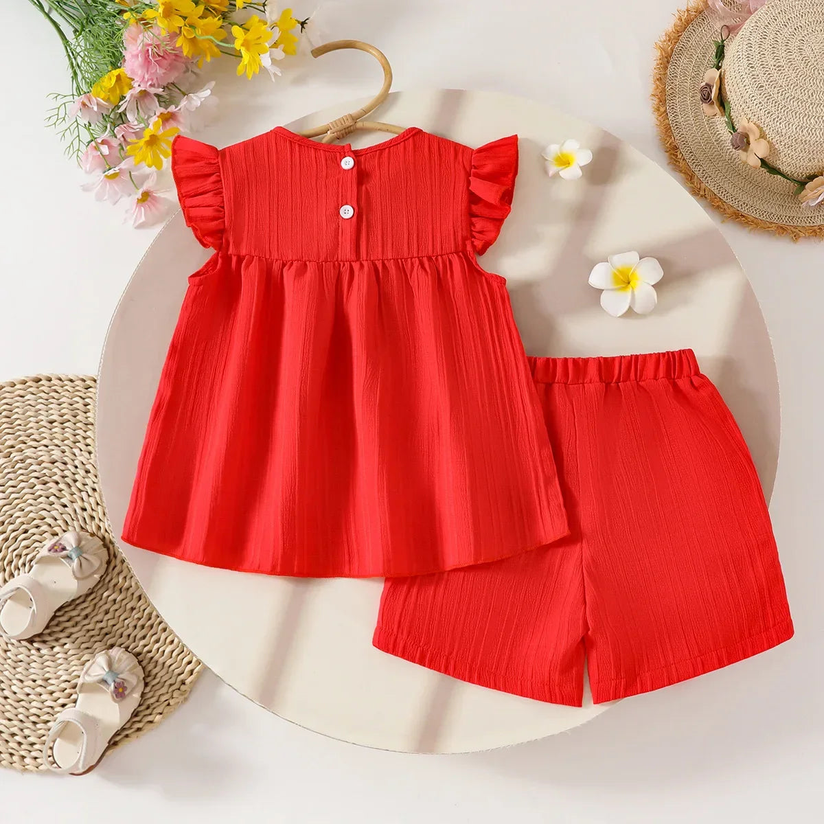 Children's Clothing Sets Small Flower Sleeveless Top + Bow Shorts 2pcs Sets Toddler Girl Clothes Kids Boutique Clothes