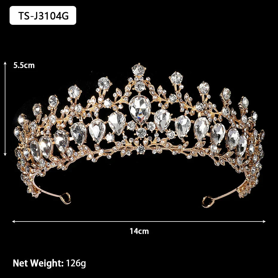 Efily Gold Color Wedding Tiaras and Crowns for Pearl Rhinestone Headband Bride Headpiece Jewelry