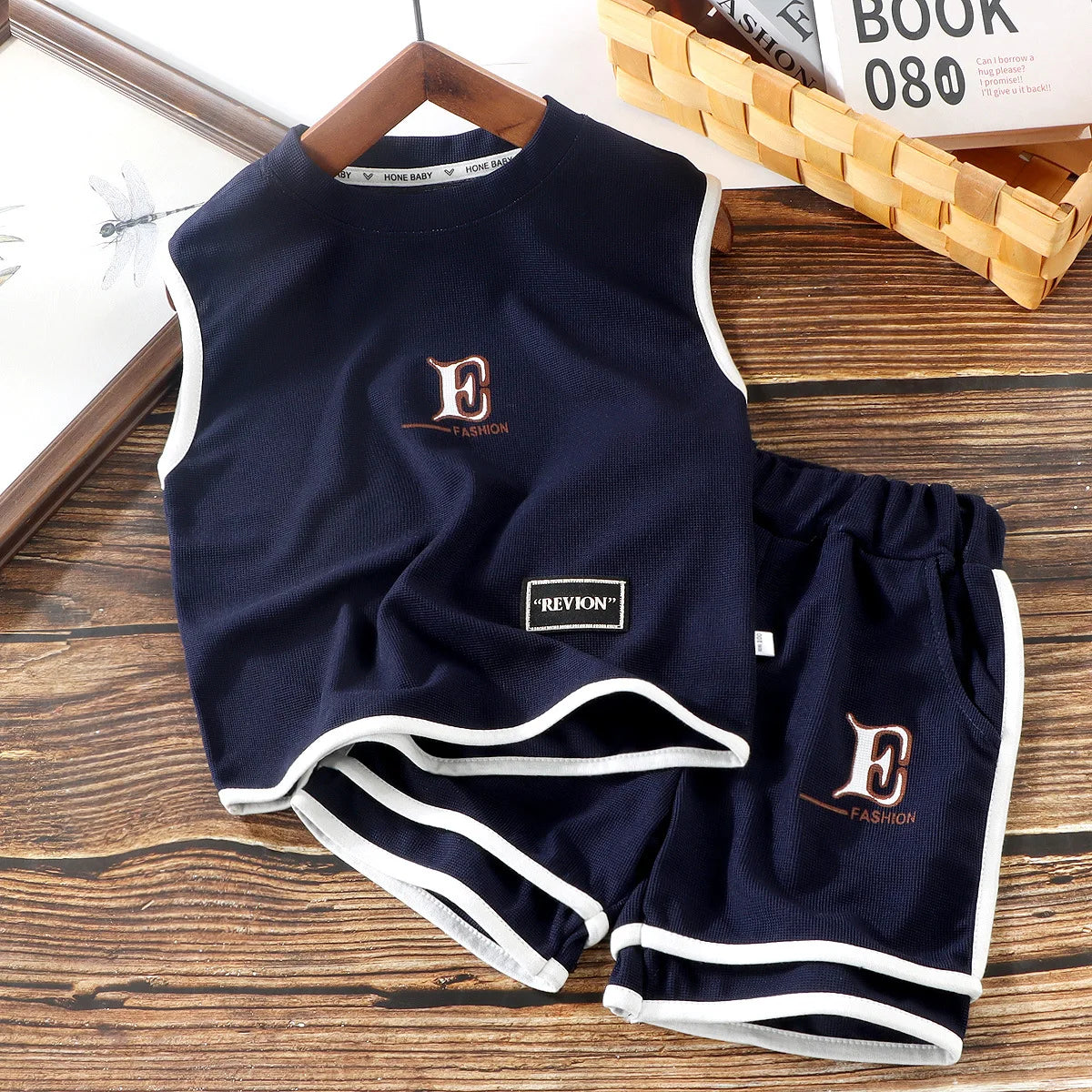 Kids Clothing Sets Summer Sleeveless T-shirt +shorts 2pcs/set Sport Suits for Boys Waffle Baby Sports Tracksuits Toddler Outfits