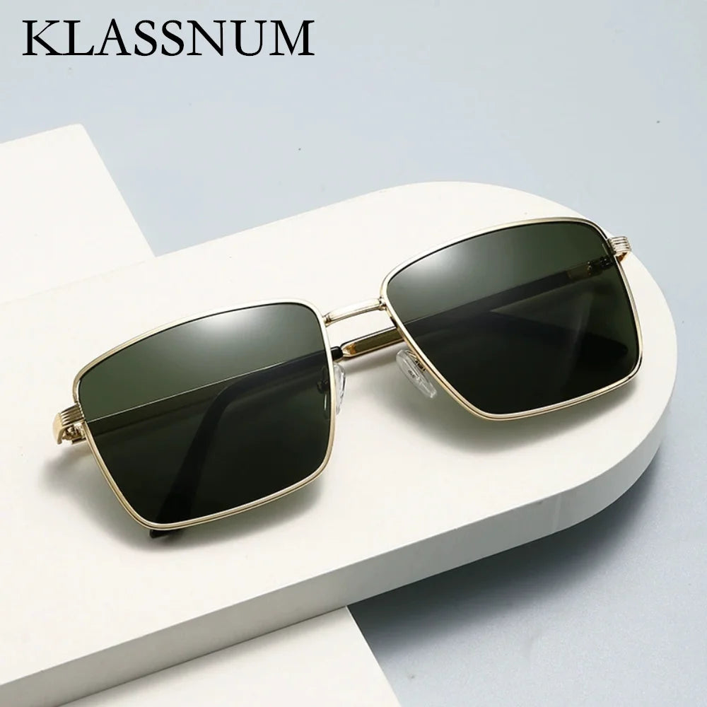 Vintage Men Large Frame Sunglasses Women Brand Designer Metal Classic Square Sun Glasses UV400 Punk Shades Driving Goggles
