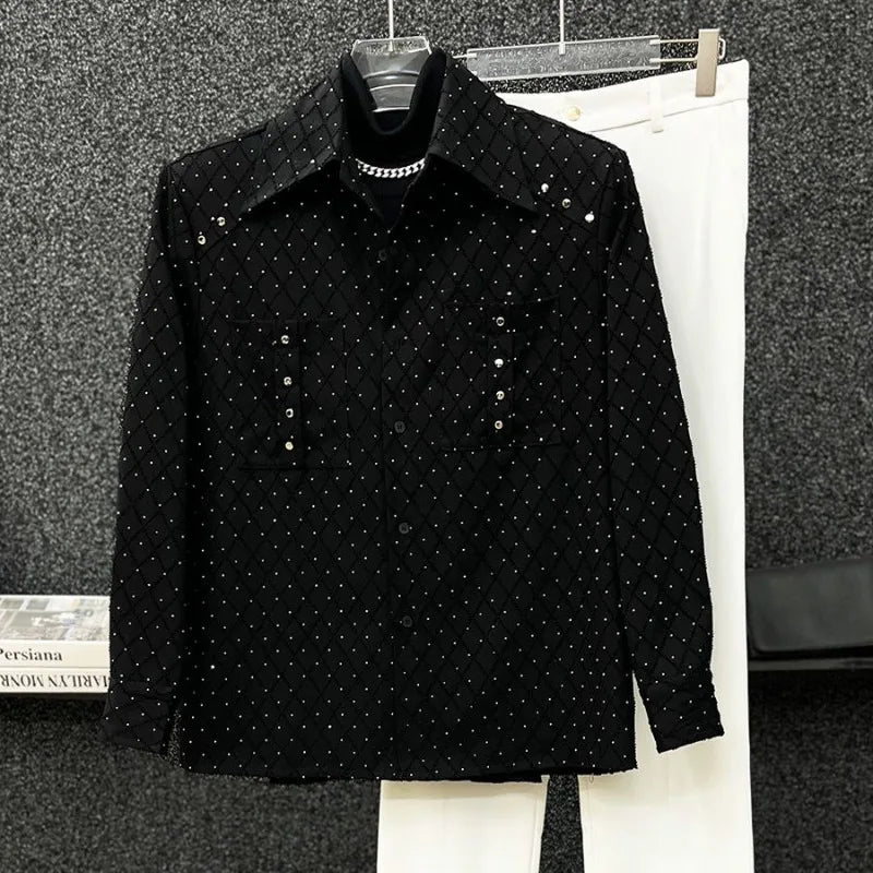 2025 Spring and Autumn New Long Sleeve Shirt for Men's Fashion Loose and All-match Printed Cardigan