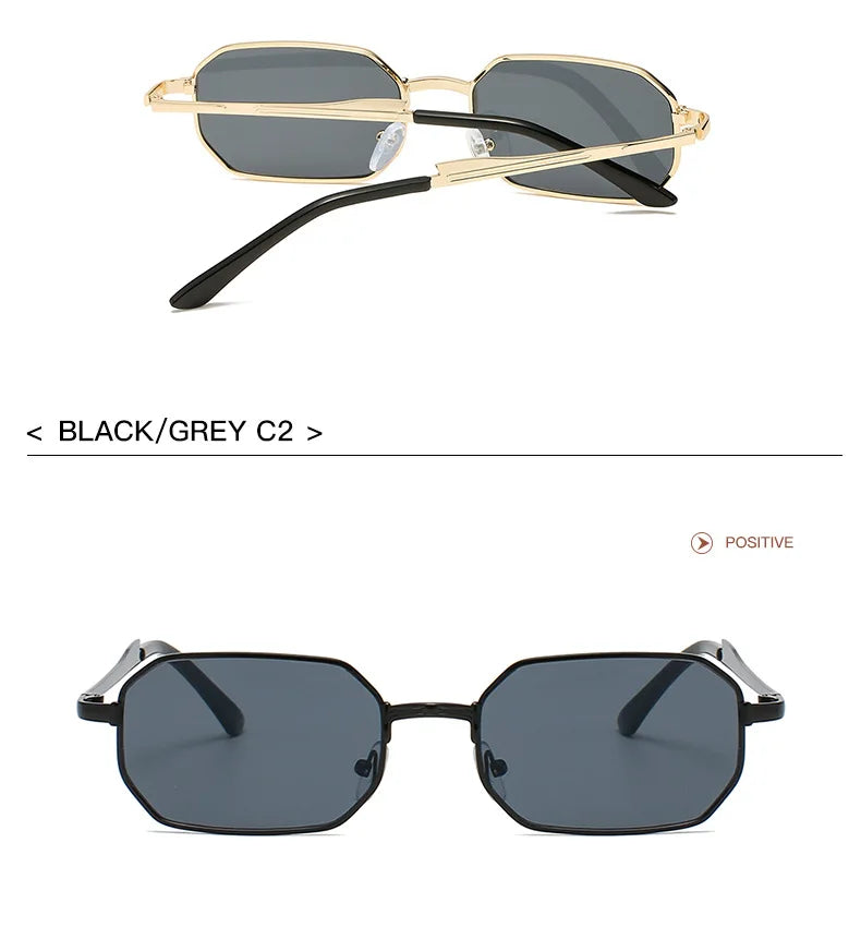Narrow Sunglasses for Men Fashion Rectangle for Women Metal Luxury Brand Classic Sun Glasses