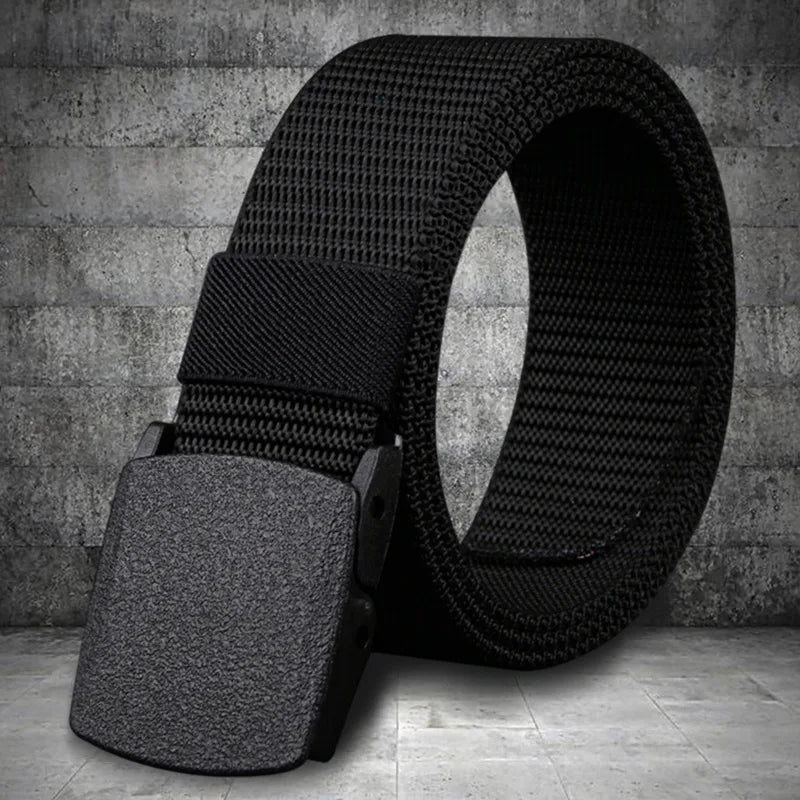 Men Belt Belts Adjustable Belt Men Outdoor Travel Tactical Waist Belt with Plastic Buckle for Pants 120cm