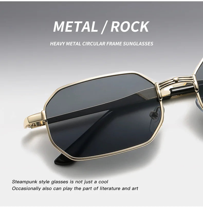 Narrow Sunglasses for Men Fashion Rectangle for Women Metal Luxury Brand Classic Sun Glasses