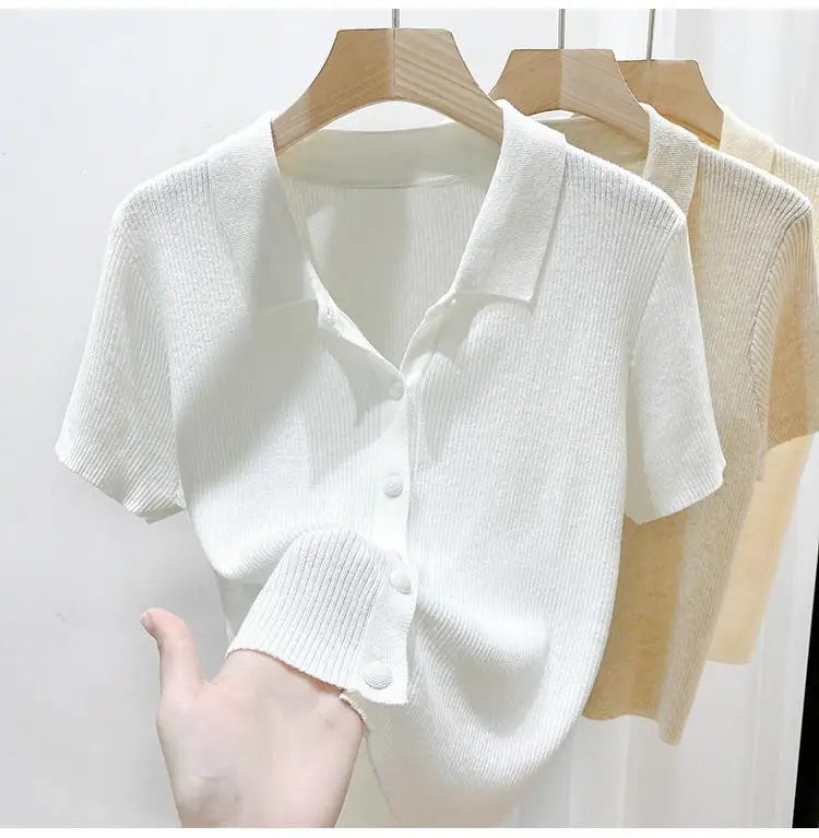 Short-sleeve Shirts Women S-3XL Leisure Summer Basic Solid Elegant Streetwear All-match Simple Daily Harajuku Y2k Popular Tops