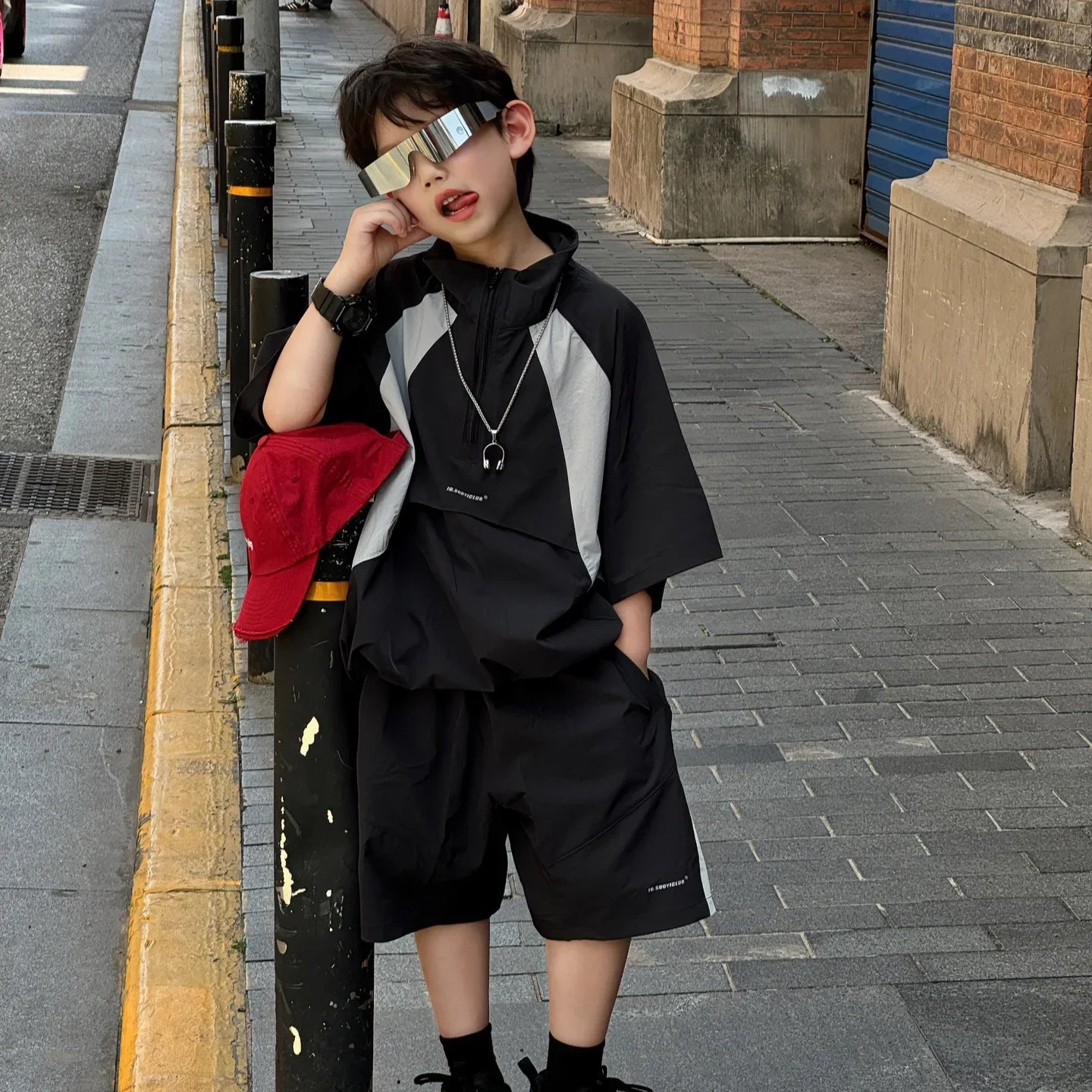 New Handsome Casual Work Clothes Set for Children, Boys' Sports and Leisure, Breathable Two Piece Set, Trendy