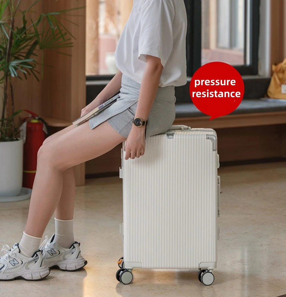 16"/20" Suitcase Carry-on Boarding for Women Travel Trolley Case with Aluminum Frame Password Lock Rolling Luggage 22/24/26/28"