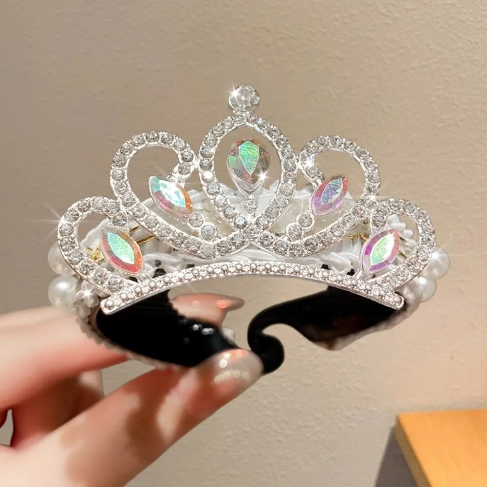 Children's New Year Crown Pearl Crystal Chinese Hair Claw Rhinestone for Princess Dress
