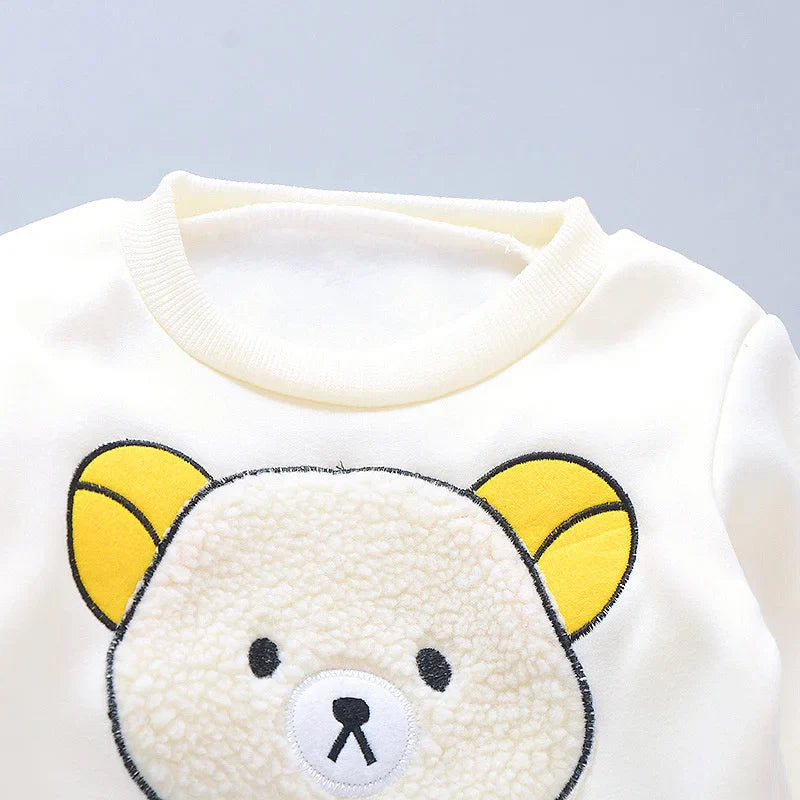New Autumn Winter  Baby Girl Clothes Children Boys Thickened Hooded Vest T-Shirt Pants 3Pcs/Sets Toddler Costume Kids Tracksuits (Available)