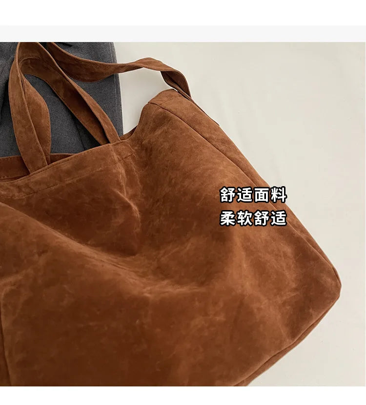 Women's Tote Bags  New Fashion Suede Vintage Large Shoulder Crossbody Bag for Woman Korean Female Student Bookbag Handbags