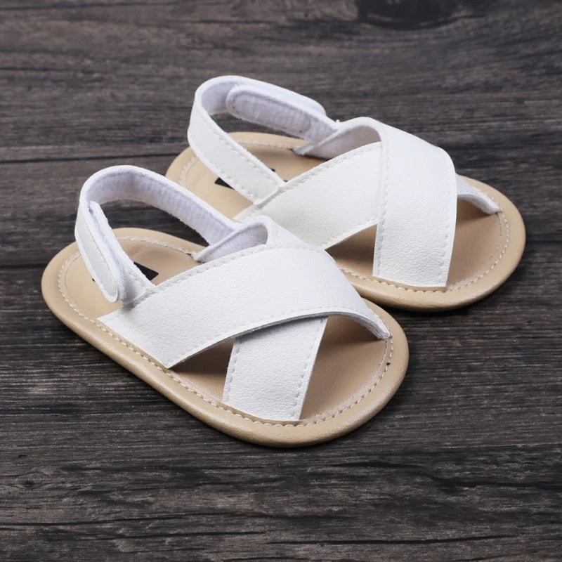 Summer Baby Boys Girls Shoes PU Solid Color Anti-Slip Infant Sandals Toddler First Walkers Casual Newborn Shoes 0-18M (Available)