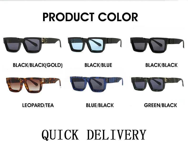 Millionaire Sunglasses For Men Vintage Square Sun Glasses Fashion Retro Sunglasses Women Trendy Luxe Gafas De Sol Hombre Lunette