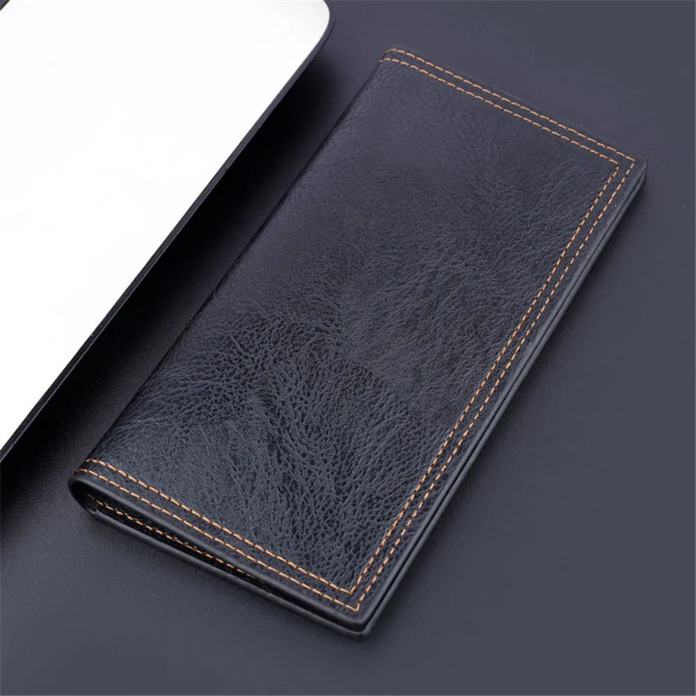 Classic  Men'S Wallet Long Oil Wax Leather Long Wallets Gift Vintage Card Simple Storage Big Money Clip ID Bag Card Holder