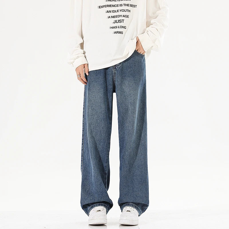 Men's Jeans Summer Thin Style Trendy Fashion 2025 New Boys Casual Versatile Loose Straight Wide-Leg Pants Men's
