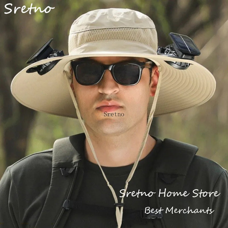 Men's Hat with Fan Solar Charging Sun Protection Cooling Adult Wearing Big Brim Mountain Climbing Sun Protection Fisherman's Hat