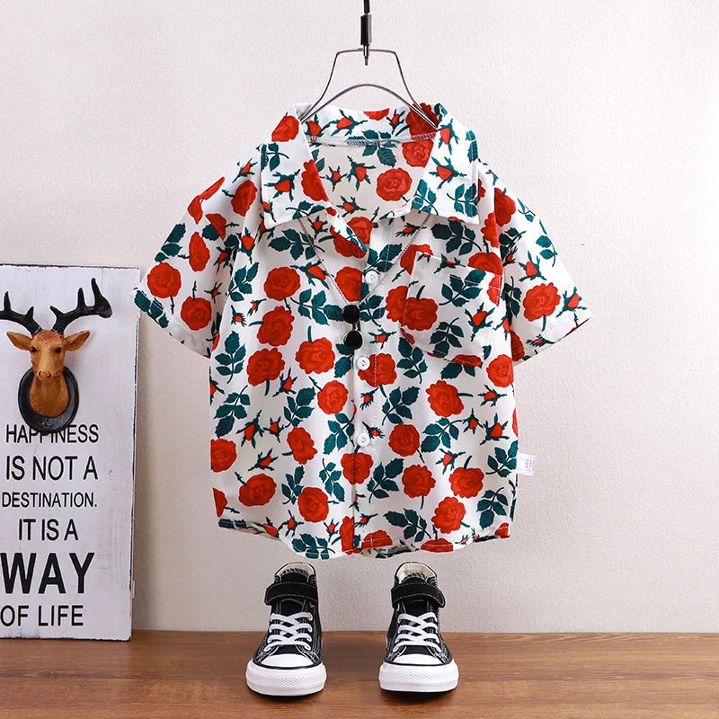 Children's shirts summer style short sleeved boys' tops baby coats children's clothing Hong Kong style casual trend wholesale