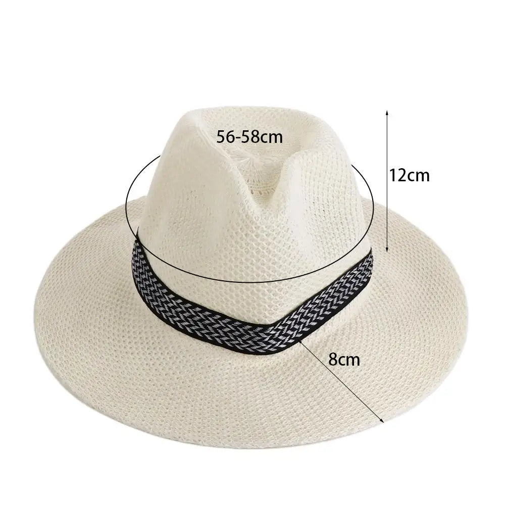 Fisherman Hat Cool Beach Dad Bowler Hat Bohemia Style Male Solid Color Panama Hat Old Man Sun Hat Middle-aged Men Straw Hat