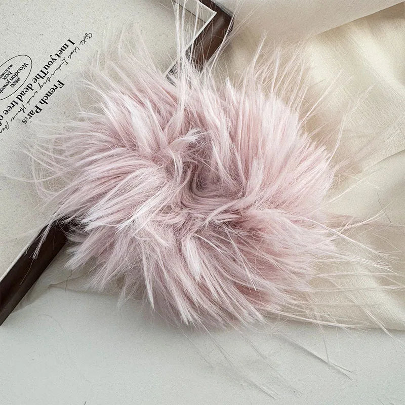 Large Feather Hair Rope Women Lady Elegant Black White Feather Elastic Hair Band Winter Headwear Fluffy Hair Scrunchy Hair Ring