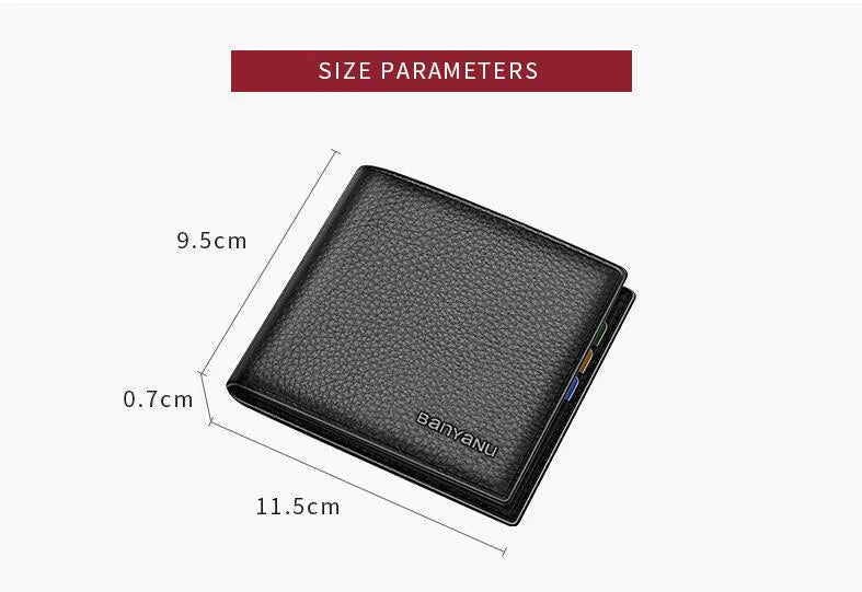 Business Man Wallet Simple Design Bifold Cowhide Genuine Leather Credit Card Wallet for Men Birthday Gifts