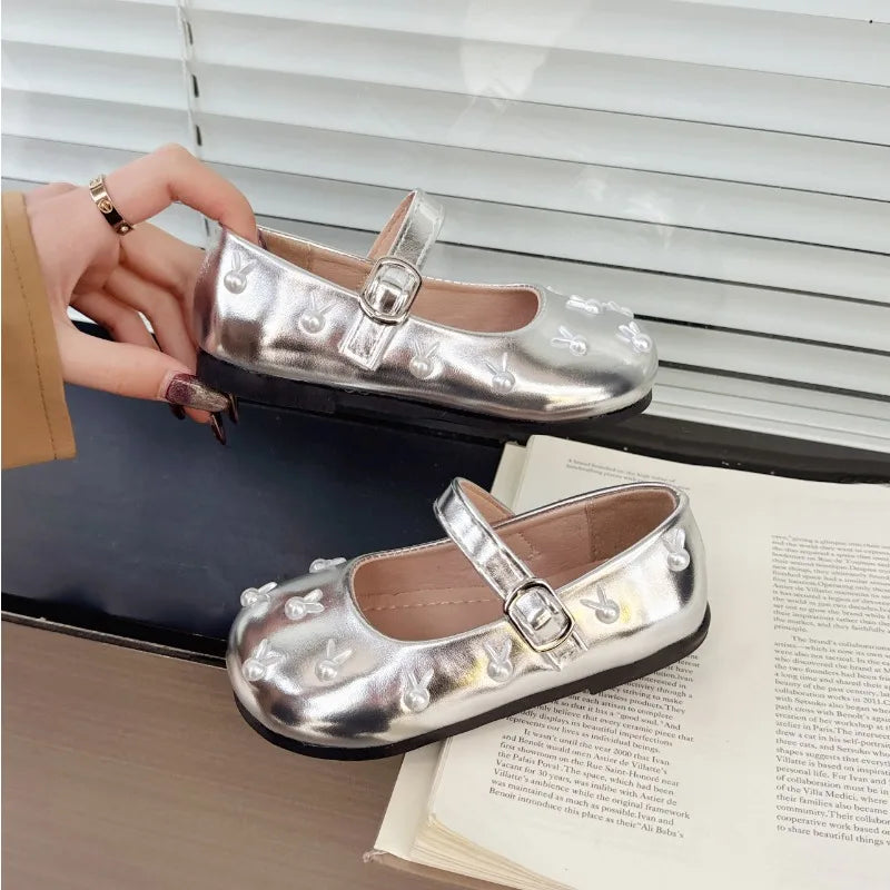 Child Princess Leather Shoe2025Four Seasons New Korean Edition Child FlatShoe  Glitter Girl Anti slip Versatile Le FuShoe