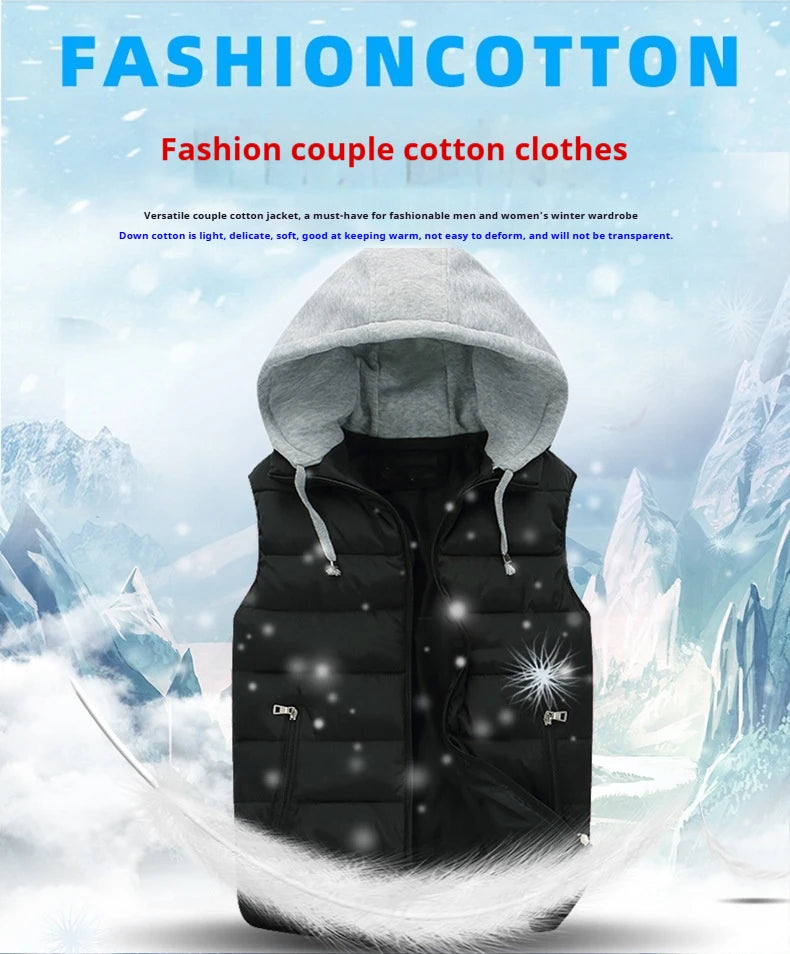 New Autumn and Winter Outerwear Cotton Vests for Men women Korean Version Thickened Couple's Workwear Coat