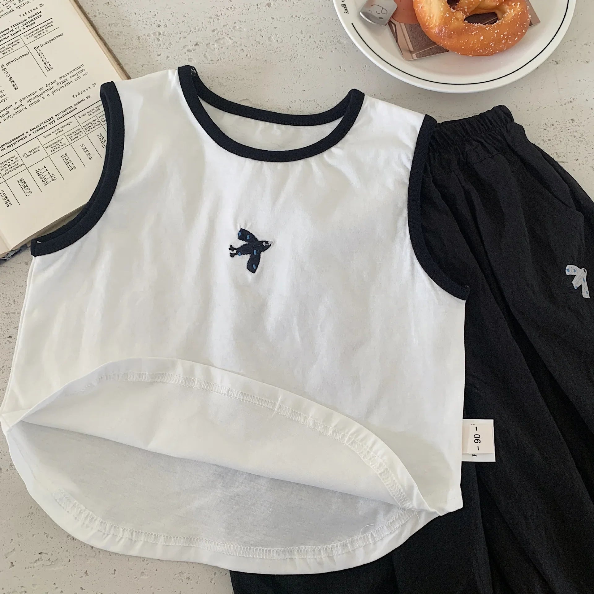 Baby Boys Summer Vest Sets Bird Embroidery Top+Elastic Waist Short Kids Boys Two-piece Suit Loose Thin Toddler Boys Sport Sets