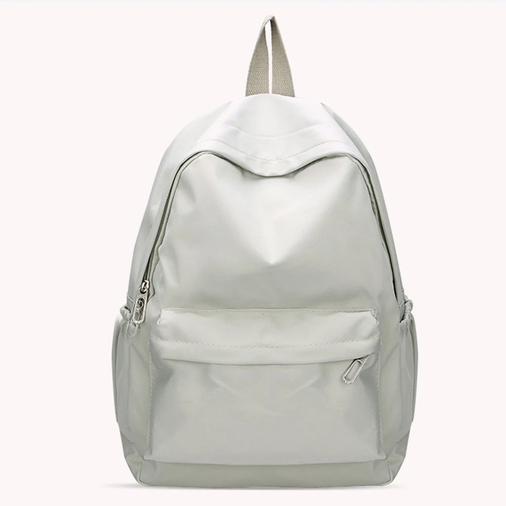 Daily Large Capacity Travel School Backpacks Ladies Pure Color Shoulder Knapsacks Nylon Zipper Shopping Rucksacks