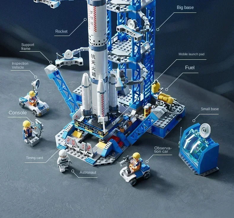 Space Rocket Building Blocks Craft Launch Center Base Puzzle Model Set Bricks Toys For Children  ( Available )
