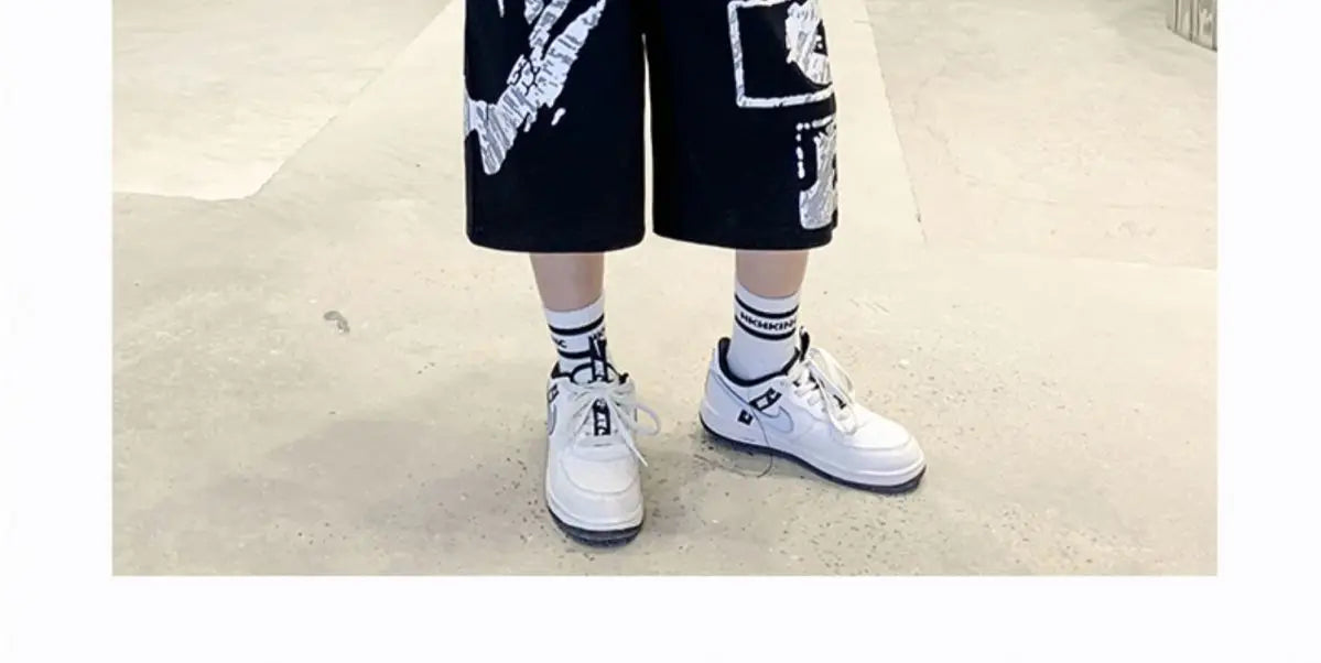 Boys Summer Trendy Casual Sports 2pcs T-shirts+Pants Suits 3-14 Years Teenage Boys Hip Hop Style Fashion Outfits Clothes Sets (Available)