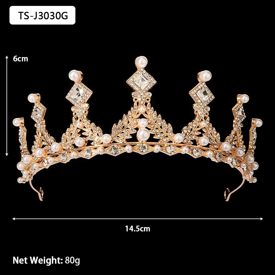 Efily Gold Color Wedding Tiaras and Crowns for Pearl Rhinestone Headband Bride Headpiece Jewelry