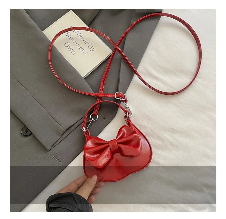 Kids Girls Cute Bowknot Handbag Fashion Crossbody Bag Detachable Strap Mini Shoulder Bag for Children Stylish Purse