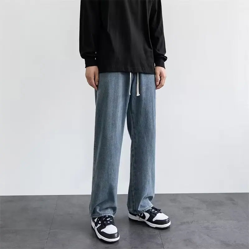 Jeans Men's Spring and Autumn 2025 New Loose High Street Straight Wide-leg Pants Floor-drag Summer Casual Long Pants Men