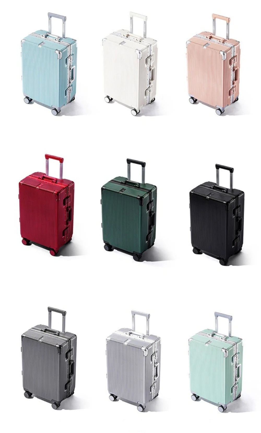 16"/20" Suitcase Carry-on Boarding for Women Travel Trolley Case with Aluminum Frame Password Lock Rolling Luggage 22/24/26/28"