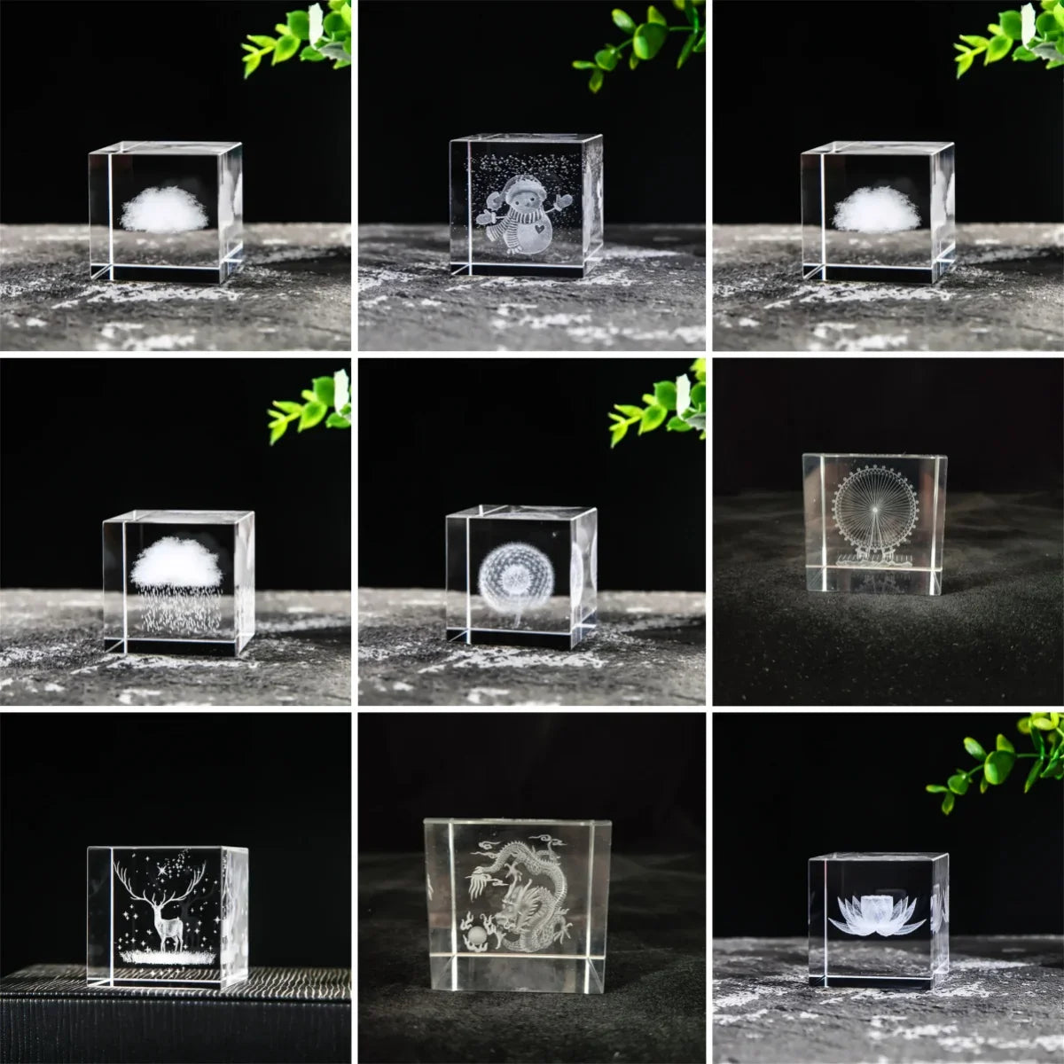 Rain Clouds Raindrop Cloud Square Crystal Ornaments Heart Shape Home Office Decor Birthday Valentine's Day Gifts