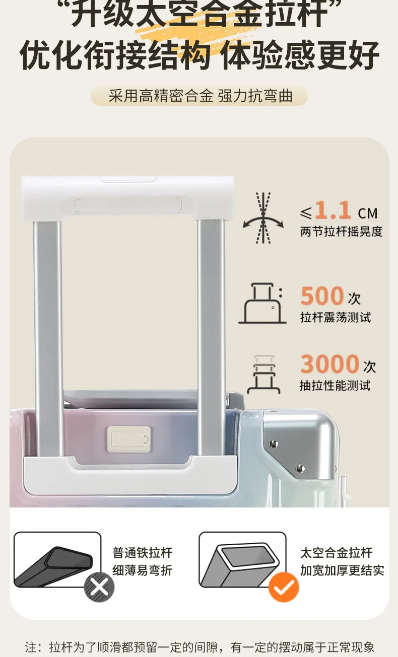 20 inch luggage case, new large capacity suitcase, 24 aluminum frame travel case, durable password box