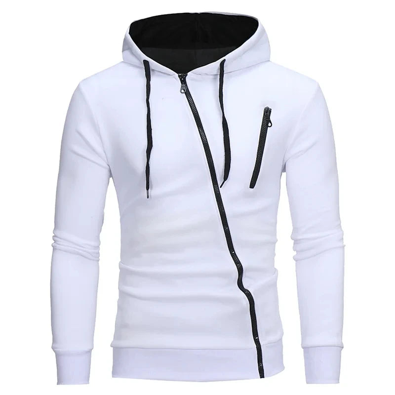 Hoodie monocromático masculino com zíper de manga cheia, moletons casuais, cardigã fino, outono, inverno, plus size, S- 4XL