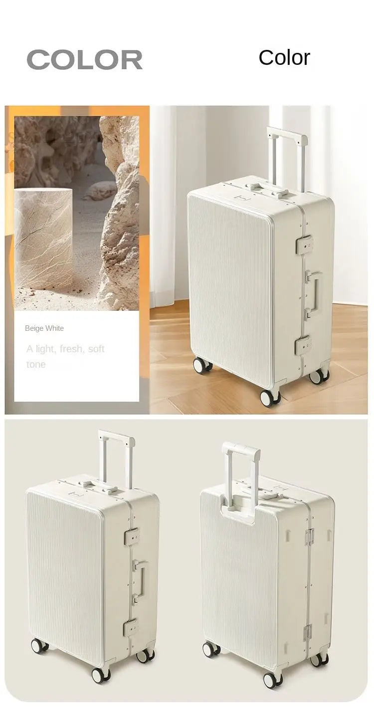 New Luggage Men and Women 20-28 Inch Large Capacity Aluminum Frame Travel Suitcase with Retractable Handle Password Suitcase