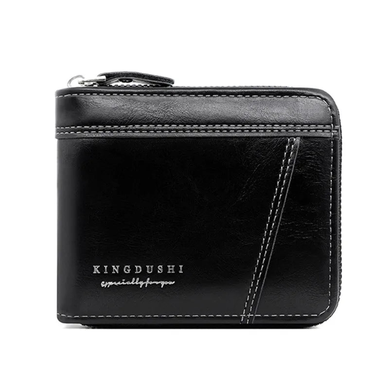Leather Men’s Wallet Luxury Mens Purse Male Zipper Card Holders with Coin Pocket Rfid Wallets Gifts for Men Money Bag